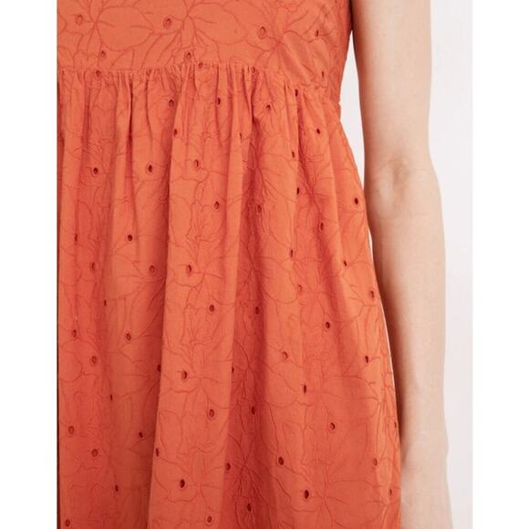 Madewell Eyelet Summertime Cami Midi Dress Orange Size M - Picture 4 of 8
